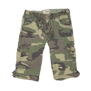 Y2K Abercrombie & Fitch Capri Cargo Pants Womens Size Small Camo Low Rise